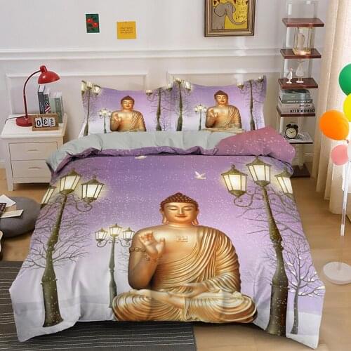 Sitting Buddha Bedding Set AU/US/UK/EU Size Bedclothes Quilt Comfort Covers Duvet Cover With Pillowcase 2/3Pcs Home Textile
