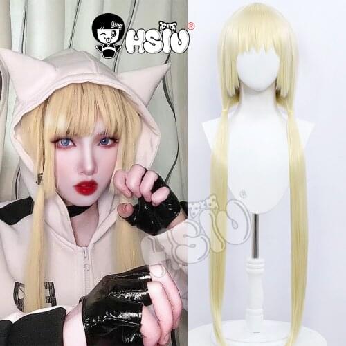 Kon Cosplay Wig Anime Kemono Jihen cosplay HSIU Brand Light Yellow Double tail Long hair Party Halloween wig +Free wig cap