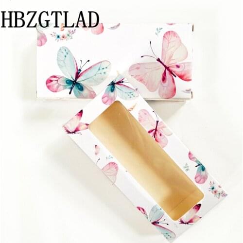Wholesale 50/100pcs eyelash blank box eyelashes package Multicolor paper box Eyelashes DIY butterfly print packing box makeup