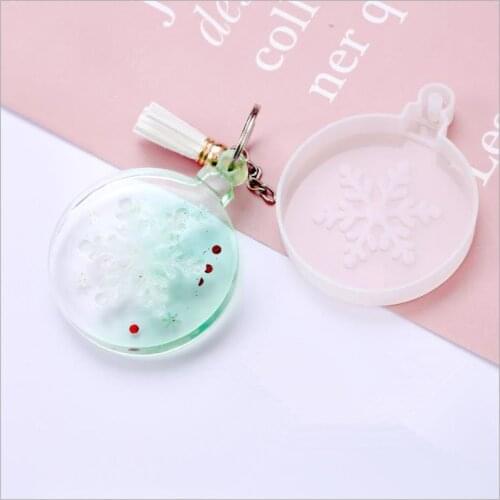 Round Card Snowflake Epoxy Mold Handmade DIY Bag Decoration Keychain Pendant Silicone Mold Women Jewelry Accessories