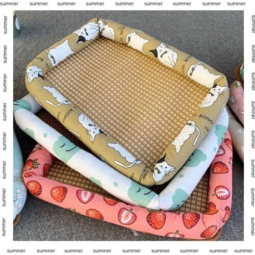 Bonzerpet Dog Summer Cooling Bed Pet Cool Bed Pet Cat Breathable Blanket Cushion Puppy Kitten Indoor Sofa Rattan Mat Cat Nest