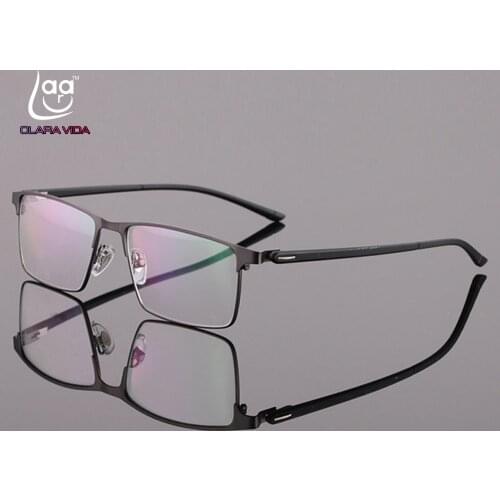 Full-rim Mens Eyeglasses Titanium Alloy Business Ultralight TR90 Legs Exquisite Hinges Silicone nose pads Optical frame