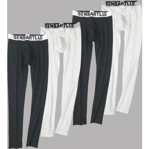 Mens Autumn Pants Thin Cotton Basic Warm Pants No Plush Thermal Men Underwear Long Johns