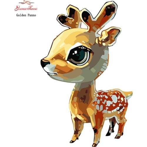 Golden Panno,Needlework,DIY Cross stitch,Sets For Embroidery kit 14ct unprinted young deer cross-Stitching,christmas 1010