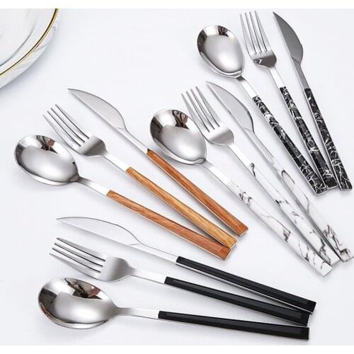 5pcs/Lot Silver Luxury Dinnerware Set Stainless Steel Cutlery Mirror Polishing Knife Fork Spoon Tableware Flatware Set Safe