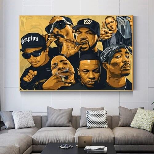 Rapper Stars 2PAC Tupac West Coast Musicer Abstract Canvas Paintings Wall Art Posters and Prints Art Hip Hop Singer Wall Picture