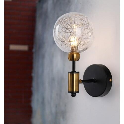 Nordic style retro wrought iron Wall lights dining room living room corridor aisle lamp American Bedroom bedside wall lamp