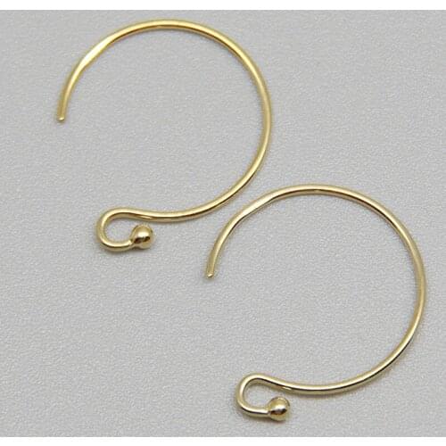 IB6404 Gold filled round bead Earrings Hooks not fade 14*15mm 3pairs DIY jewerly accessories