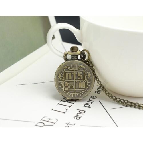 New Fashion BTS/Bangtan Boys Music Team Korean Man Singing Group Quartz Pocket Watch Analog Pendant Necklace Mens Womens Gifts