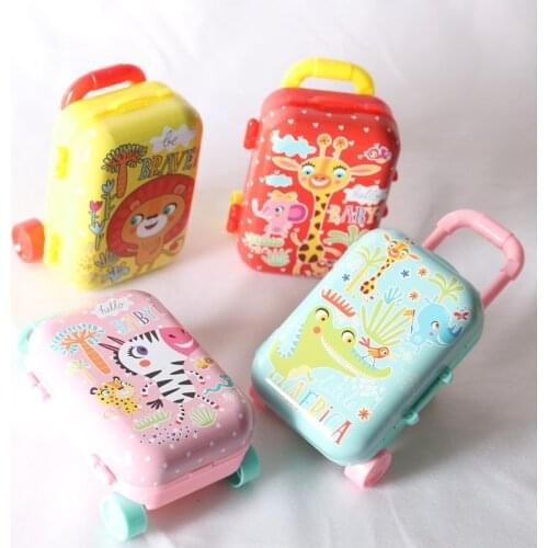 New 1set 1/6 Dollhouse Miniature Cute Trolley Case Cartoons Luggage, Suitcase For Blyth,ob11, Barbies Bjd Doll Accessories