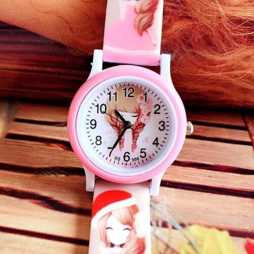 2021The new silicone printing belt childrens watch flower doll boys and girls primary school leisure quartz watch