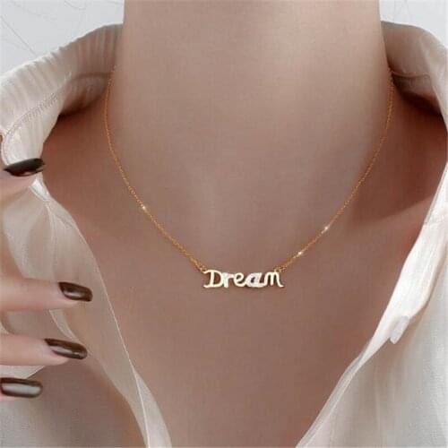 Simplicity Letter Dream Crystal Choker Necklace for Women Gold Silver Color Clavicle Necklace Romantic Valentines Day Gift