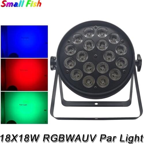 18Pcs 18W RGBWAUV 6IN1 Par Light DMX512 3pin Professional Stage Strobe Effect Lighting Wedding Banquet Christmas Disco DJ Light