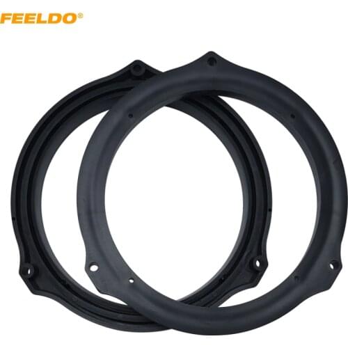 FEELDO 2pcs/set 6.5" Car Front Door Speaker Spacer Solid Modified Rings for Ford Focus Audio Pad Mat Plate Loudspeaker Brackets