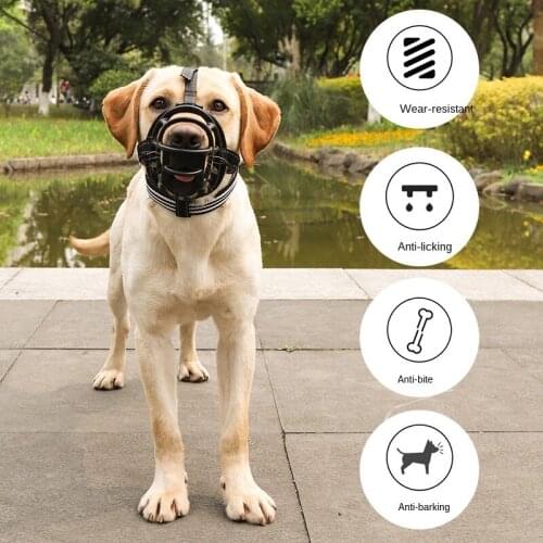 Pet Dog Adjustable Muzzle Mask Anti Bite Barking Silicone Mesh Mouth Halter Strong Dogs Muzzle Basket Pet Training Accessories