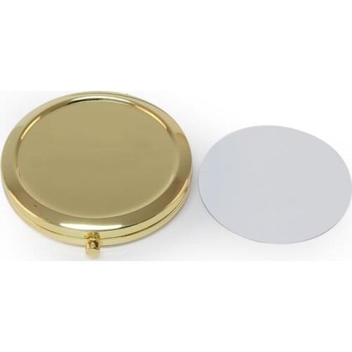 Luxury Gold Color Metal Compact Makeup Mirror Portable Round Cosmetic Mirror with 58 mm Sublimation plate for Birthday Gift
