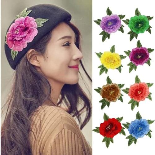 1 PCS Floral Peony Flowers Patch Embroidery Fabric Applique T-Shirt Sweater Jeans Dress Bags Lapel Clothing DIY Accessorie