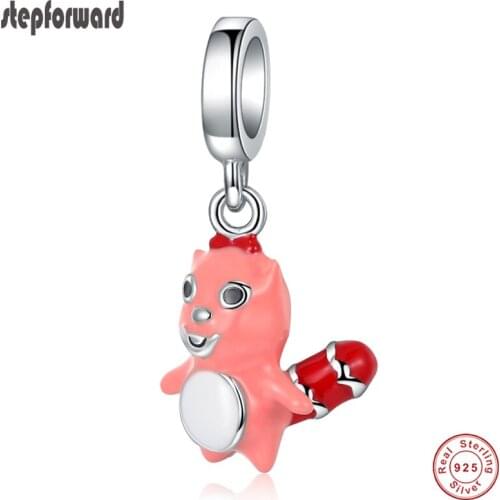 STEP FORWARD 925 Sterling Silver Girl Pink Beaver Charm Fit European Famous Bracelet Couple Necklace Pendants Anniversary Gift