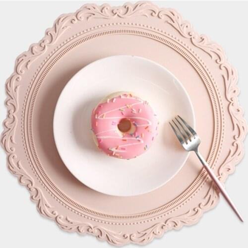 Nordic 34cm Thickened Silicone Placemat Embossed Heat Insulation Table Mat Patterned Edge Raised Pot Mat Table Mat