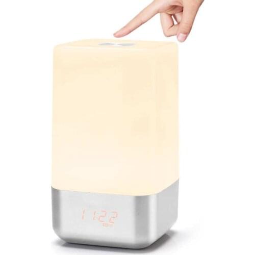 Wake-Up Light Sunrise Alarm Clock Adjustable Beautiful Sunrise Simulation Bedside Lamp with 5 Natural Sounds Nightlight Clock