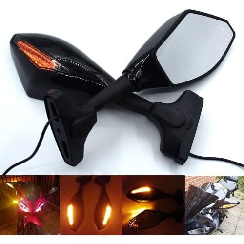 Universal Motorcycle Rear View Side Wing Mirrors w/ LED Turn Signal Light FOR BMW S1000RR HP4 F800GS F800R F800GT F800ST F800S