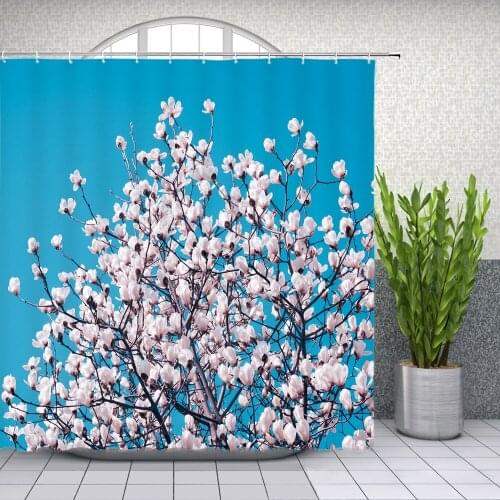Flower Shower Curtains Spring Floral Plant Bathroom Decor Home Bathtub Waterproof Mildew Proof Polyester Hang Curtain Set Cheap