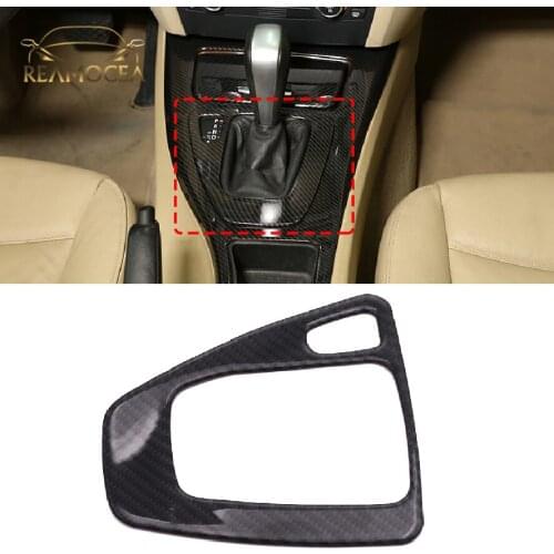 Reamocea Carbon Fiber Interior Protective Control Gear Box Shift Panel Cover Trim Stickers Fit For BMW 3 Series E90 E92 2012 LHD