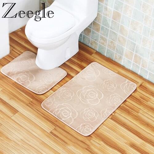 Zeegle Bathroom Carpet Embossing Bath Mat Absorbent Bathroom Floor Mats Bath Rugs Toilet Mat Bathroom Rug Bathroom Mat