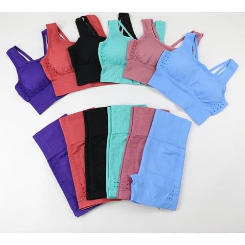 Women Workout Clothes Yoga Shorts Set Sport Outfit Running Gym Fitness Shorts Seamless Sports Bra Crop Top Yoga Suit Sportswear