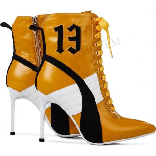 BERZIMER Women Ankle Boots Genuine Leather Pointed Toe Boots High Heels Ladies Girl Cosplay Shoes Woman 2021 Big Size 41 42 43