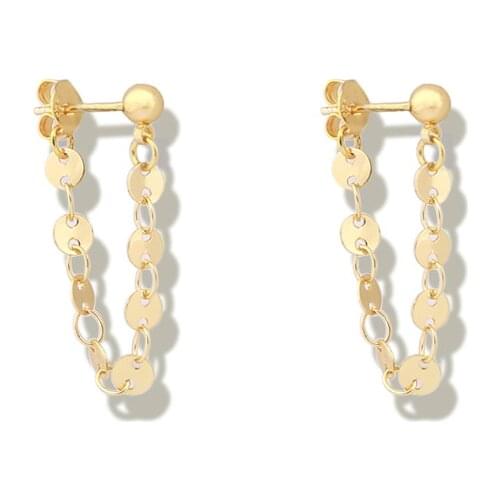 PerisBox Simple 4mm Ball Coin Chain Ear Cuff Earrings for Women Minimalist Small Round Disc Earrings Statetment Wrap Earrings