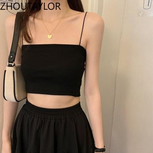 ZHOUTAYLOR Sling Women Fashion Sweet Office Lady Camis Femme Sleeveless Summer New Korean Elegant Slim Fit Tops Female S0500