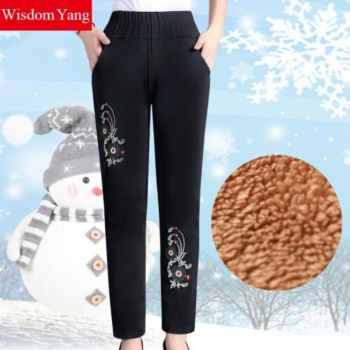 5xl Winter Thick Leggings Fashion Solid Slim Pants Lady Slim Fleece Warm Pencil Pants Casual Black High Waist Leggings Trouse