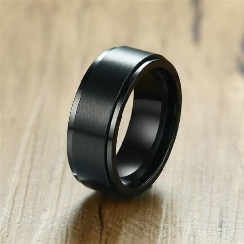 ZORCVENS Stainless Steel Spinner Ring for Men Jewels Brushed Center Wedding Engagement Band Quality Matte Male Jewelry