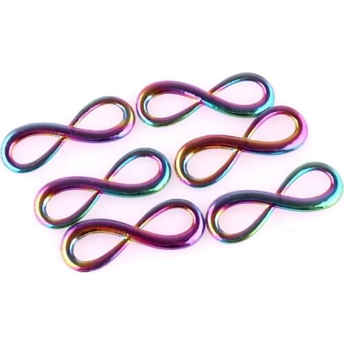 10pcs Digital 8 Rainbow Infinity Symbol Metal Charm Connector Accessories Bracelet Necklace Jewelry DIY Production