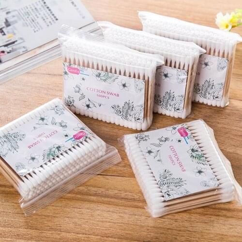 100/500Pcs Double Head Cotton Swab Bamboo Sticks Cotton Swab Disposable Buds Cotton For Beauty Makeup Nose Ears Cleaning