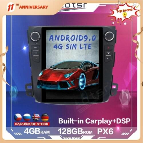 128GB Android Car Multimedia Tesla Style PX6 For Mitsubishi Outlander 2006+ Car Radio Player Auto GPS Navigation DSP Carplay 4G