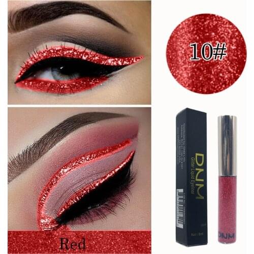 16 colors Cosmetic Bright Shiny Pearlescent Waterproof Eyeshadow Glitter Liquid Long Lasting Makeup Metallic Eye Liner Tools