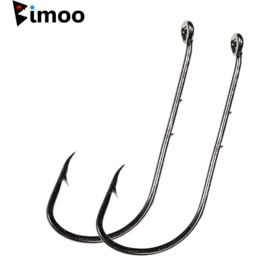 Bimoo 20pcs Worm Pond Fish Bait Holder High Carbon Steel Barbed Fish Hook Baitholder Fishing Hooks with Bend Eye 6 8 10 12 14 18