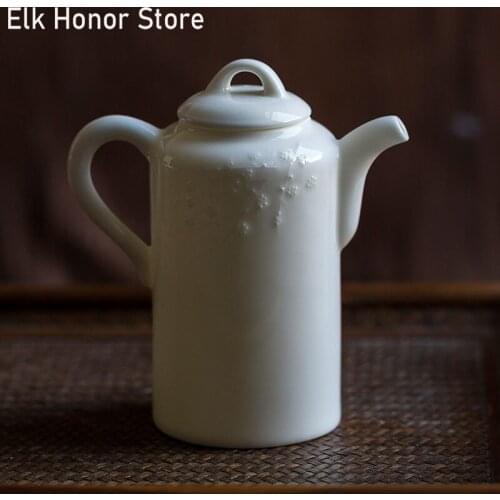 200ml High Quality Dehua White Pottery Teakettle Personal Handmade Teapots Fruit Juice Cups Chrysanthemum Tea Teaware