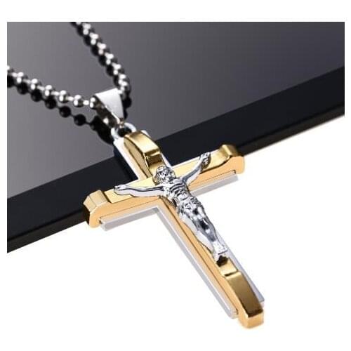 2020 Men New Style Jesus Cross Necklace Stainless Steel Pendant Jesus Necklace Men Titanium Steel Jewelry