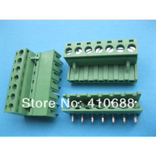 60 Pcs Angle 7 way/pin Pitch 5.08mm Screw Terminal Block Connector Pluggable Type Green 2EDCK-2EDCR-5.08