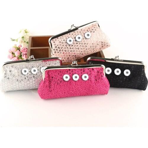 Glisten cloth 18MM Snap button jewelry 18CMx9CM Wallets Pouch Kids Girl Womens Money Bags For Gift QB7582