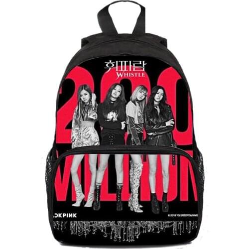 Black Pink Backpack Schoolbag Cartoon Korean Idol Fans Knapsack Teenager Youth Girls Boys Bag Back To School Kids Birthday Gifts