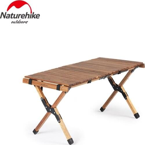 Naturehike Outdoor Wooden Table Folding Egg Roll M Camping Table 30kg Bearing Folding Table Patio Picnic Table Hiking BBQ Table