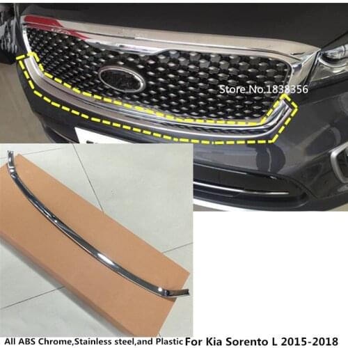 For Kia Sorento L 2015 2016 2017 2018 Car ABS Chrome Front Engine Machine Grille Upper Hood Stick Lid Trim Lamp Hoods 1pcs