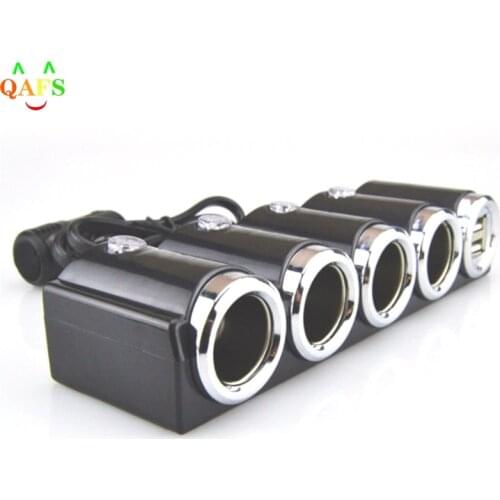 Doul USB Multi Socket Car Cigarette Lighter Splitter Plug Adapter Charger Socket Power Charger Adapter 1pc 4in1 DC 12V/24V