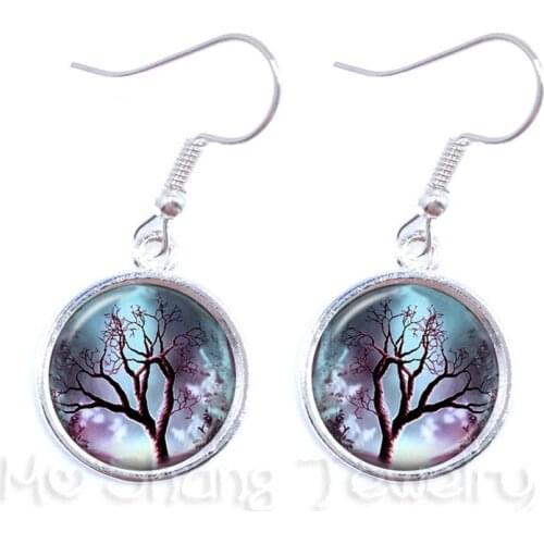 Tree Of Life Vintage Drop Earrings Time Gem Glass Dome Accessories Earrings For Women Men