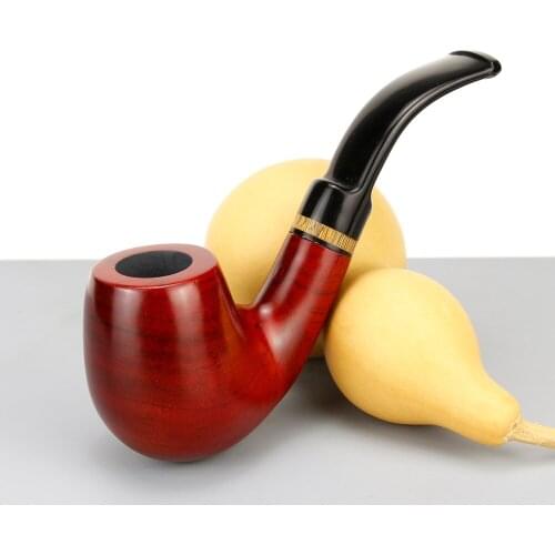 Handmade Bent Smoking Pipe Red Sandal Wood Pipe New 9mm Filter Tobacco Pipe Thin Mouth Smoke Pipe free tools set