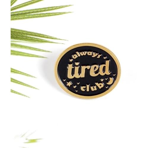 Creative black gold rim round tired text star enamel alloy brooch jewelry punk denim clothes pendant good friend jewelry gift